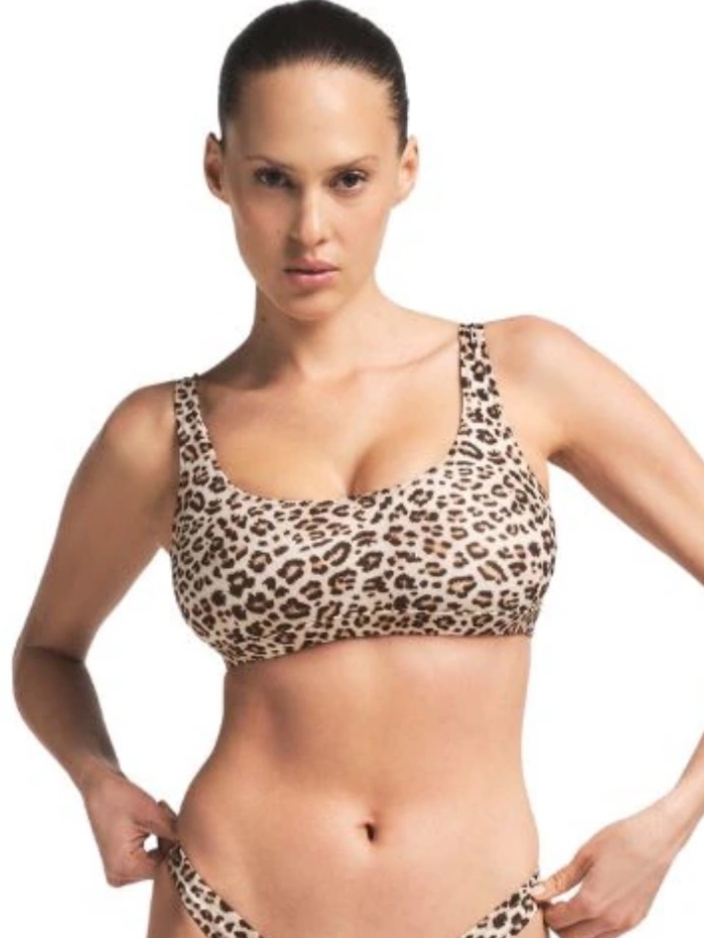 Skims Leopard Print Wireless Scoop Bikini top - Beige M